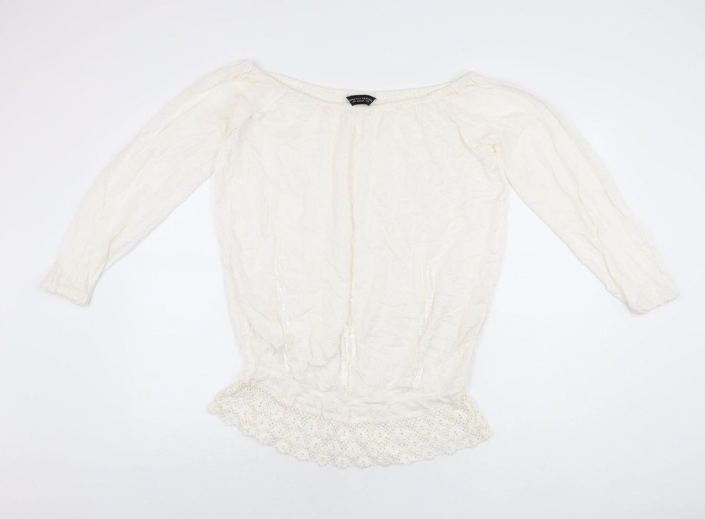 Dorothy Perkins Womens White Polyester Basic Blouse Size 10 Off the Shoulder