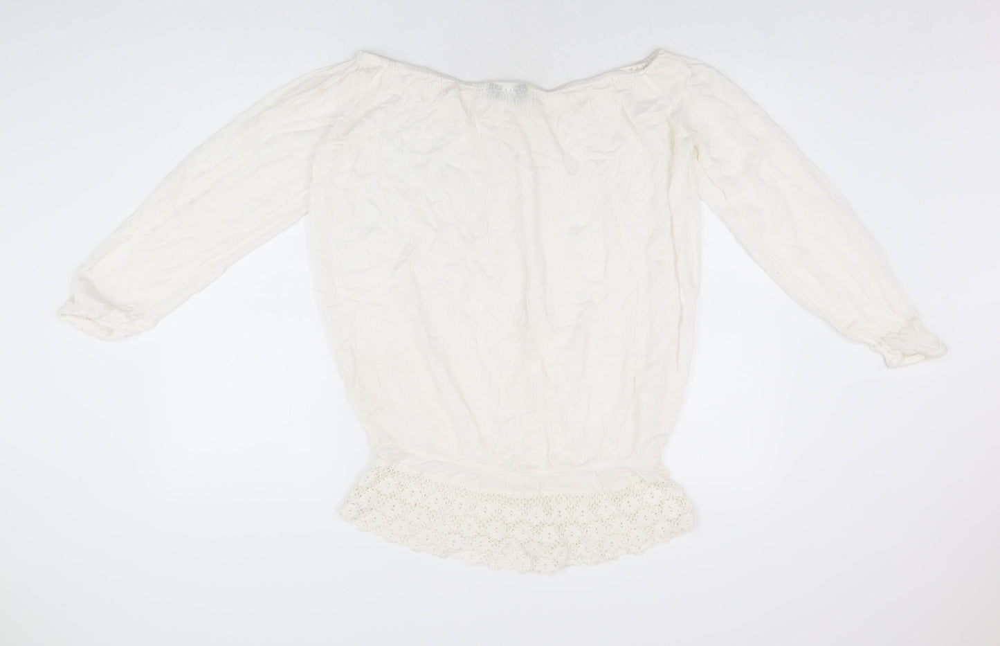 Dorothy Perkins Womens White Polyester Basic Blouse Size 10 Off the Shoulder