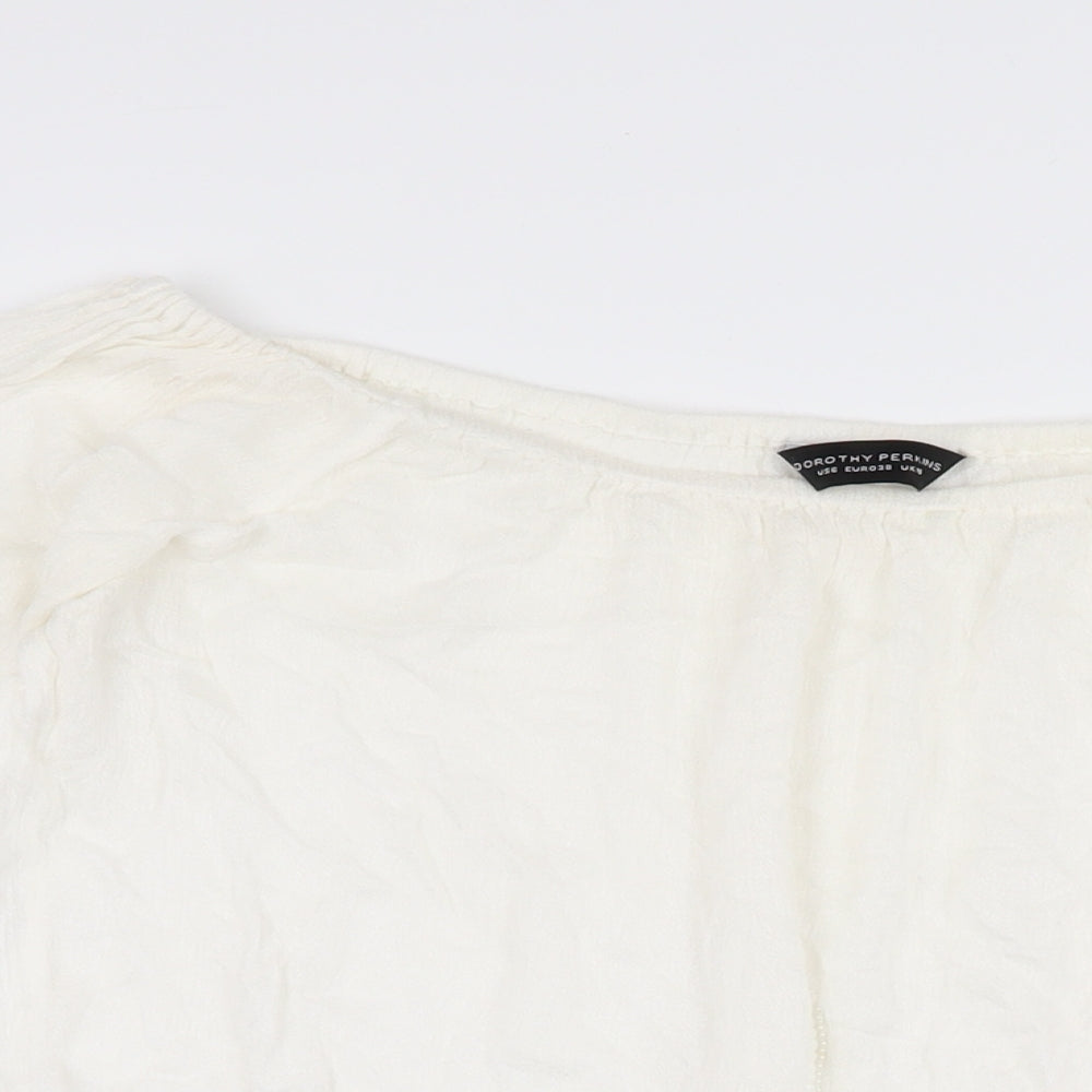 Dorothy Perkins Womens White Polyester Basic Blouse Size 10 Off the Shoulder