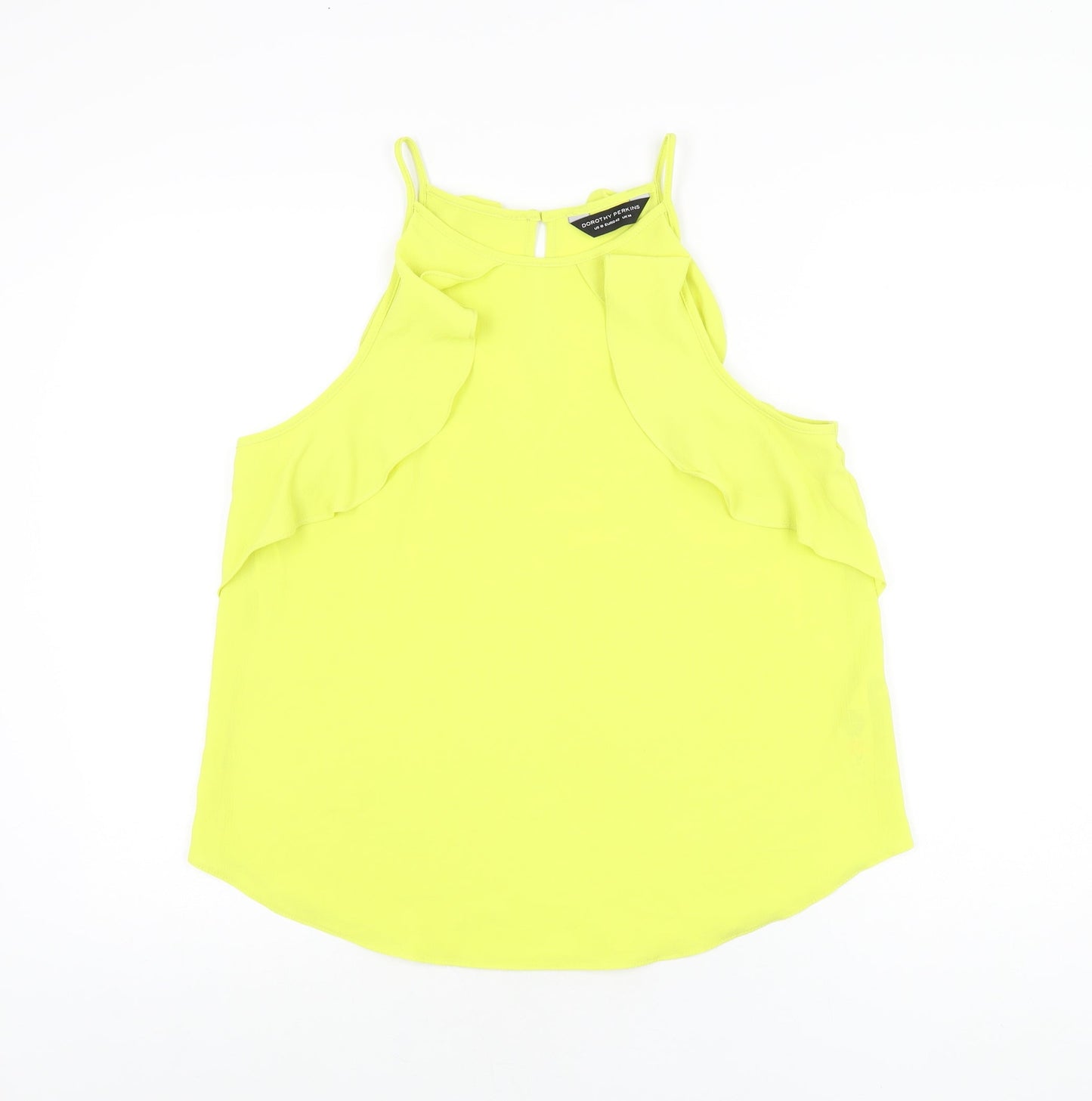 Dorothy Perkins Womens Yellow Polyester Basic T-Shirt Size 14 Round Neck