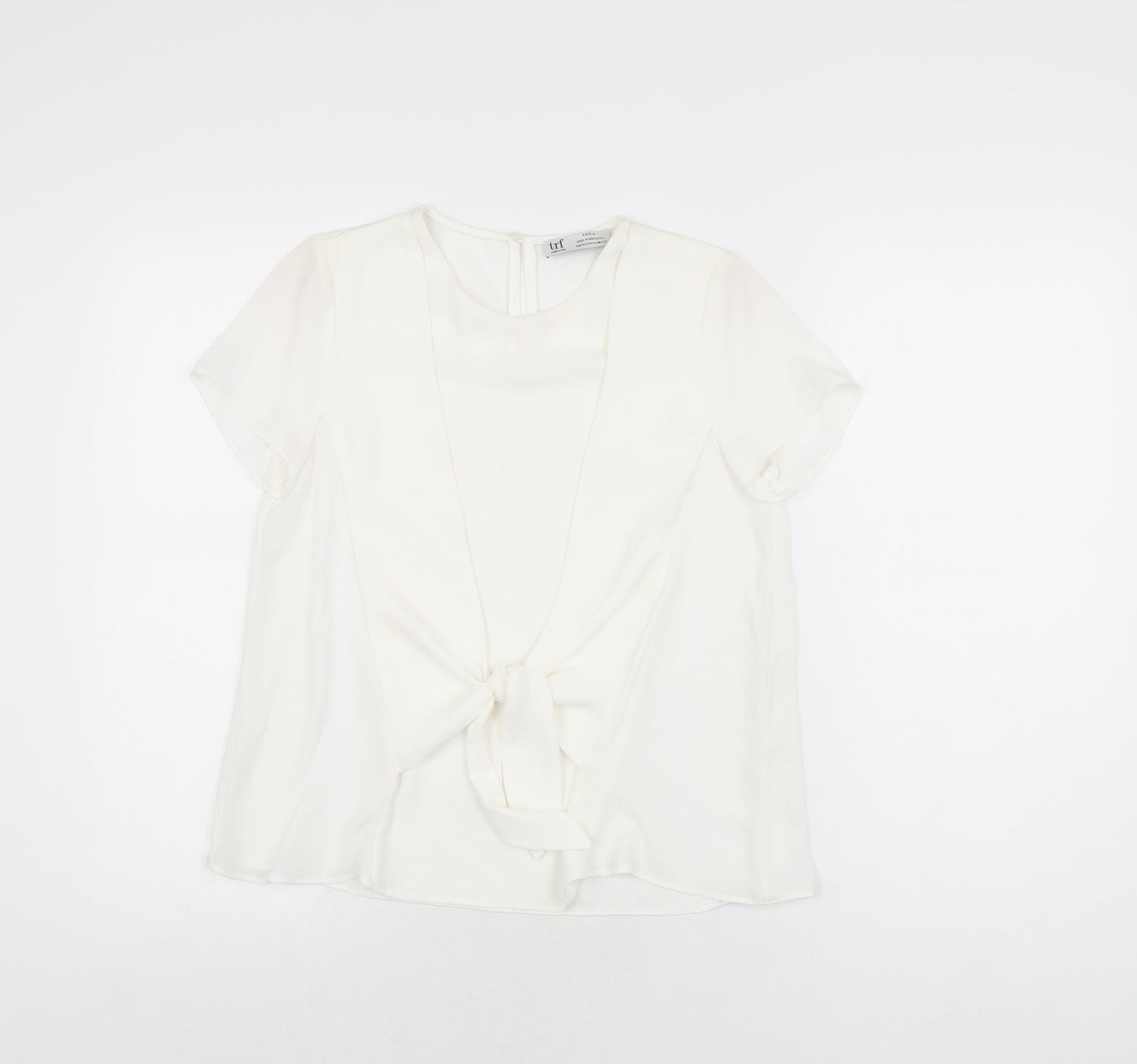 Zara Womens White Polyester Basic Blouse Size XS Round Neck