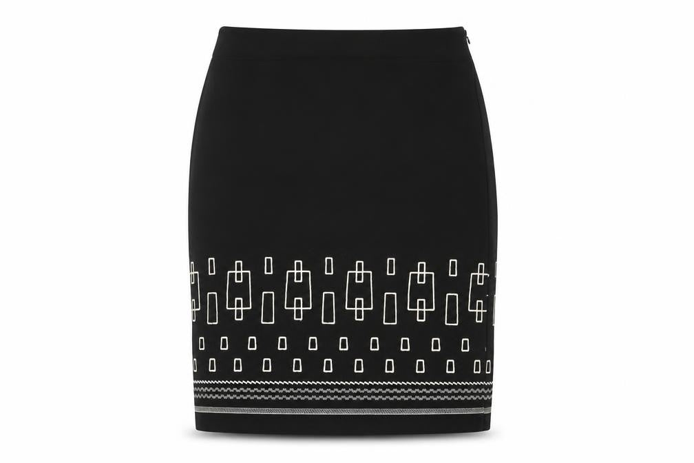 LOFT Womens Black Geometric Polyester Straight & Pencil Skirt Size 10 Zip