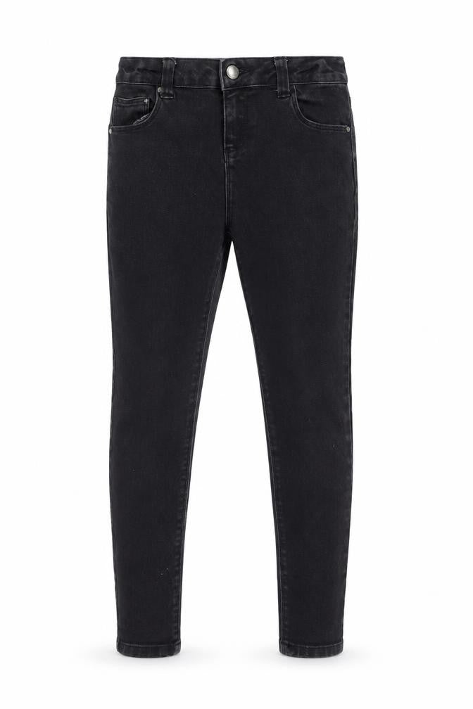 Front view of Denim Co girls’ black cotton skinny jeans, size 9-10, years, 23-inch leg regular zip