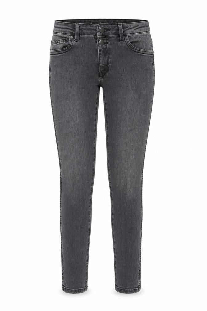 Front view of ESPRIT women’s grey cotton skinny jeans, size UK 28, in, 28-inch leg regular button