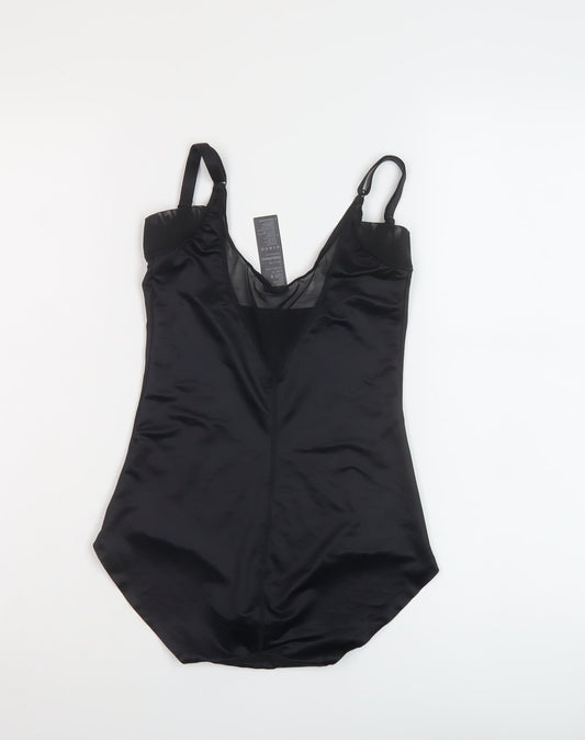 Debenhams Womens Black Polyamide Bodysuit One-Piece Size 8 Snap