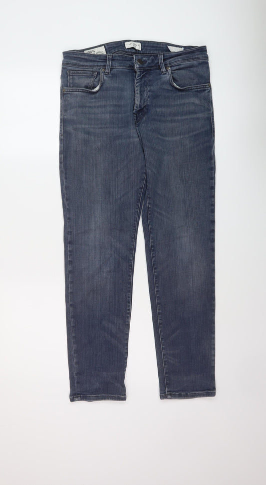 Selected Mens Blue Cotton Skinny Jeans Size 33 in L28 in Regular Button