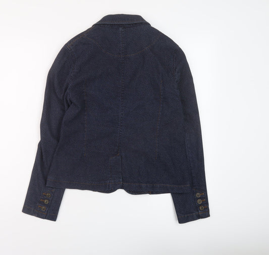 Marks and Spencer Womens Blue Polka Dot Jacket Size 14 Button