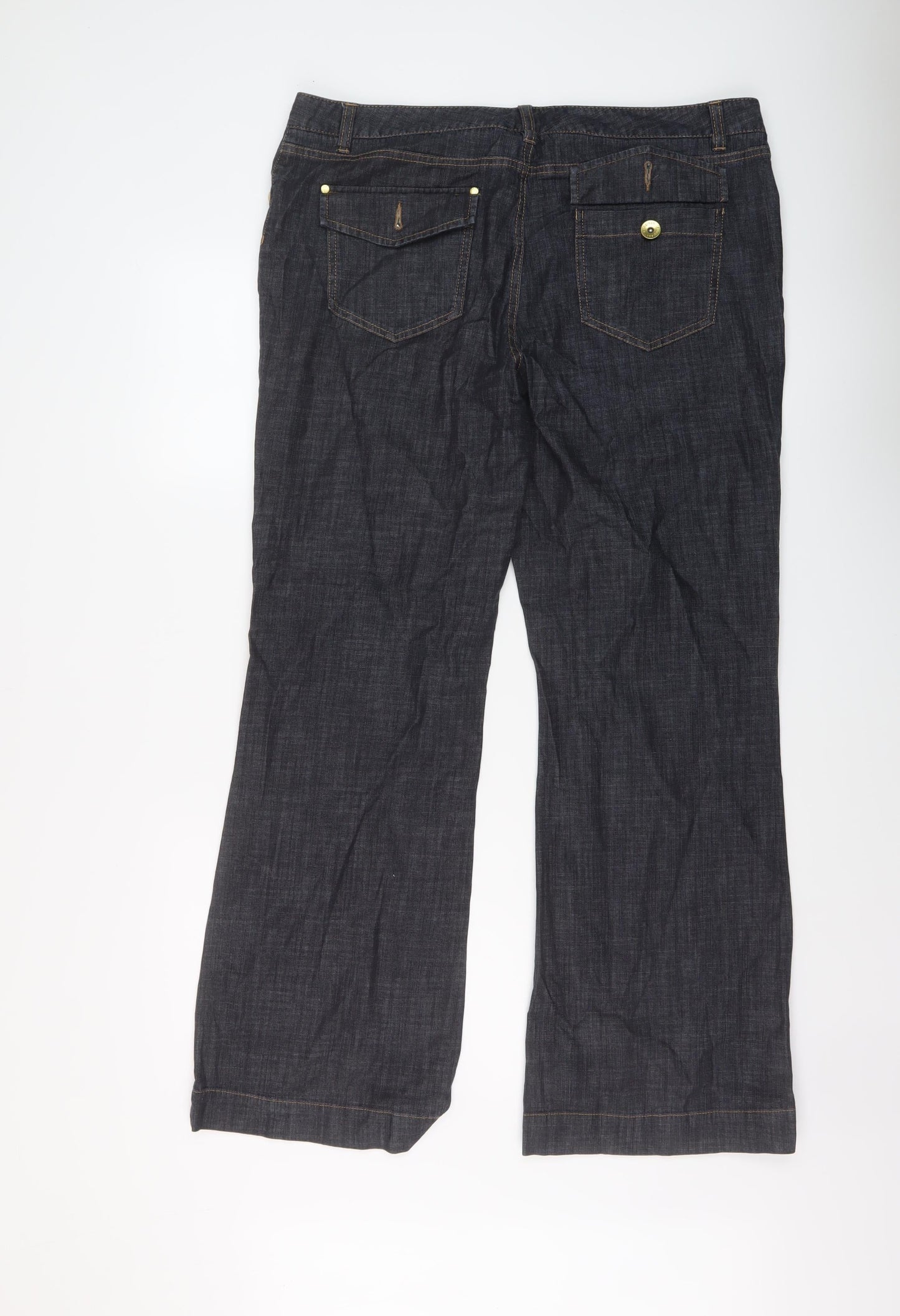 Marks and Spencer Womens Blue Cotton Bootcut Jeans Size 38 in L31 in Regular Button