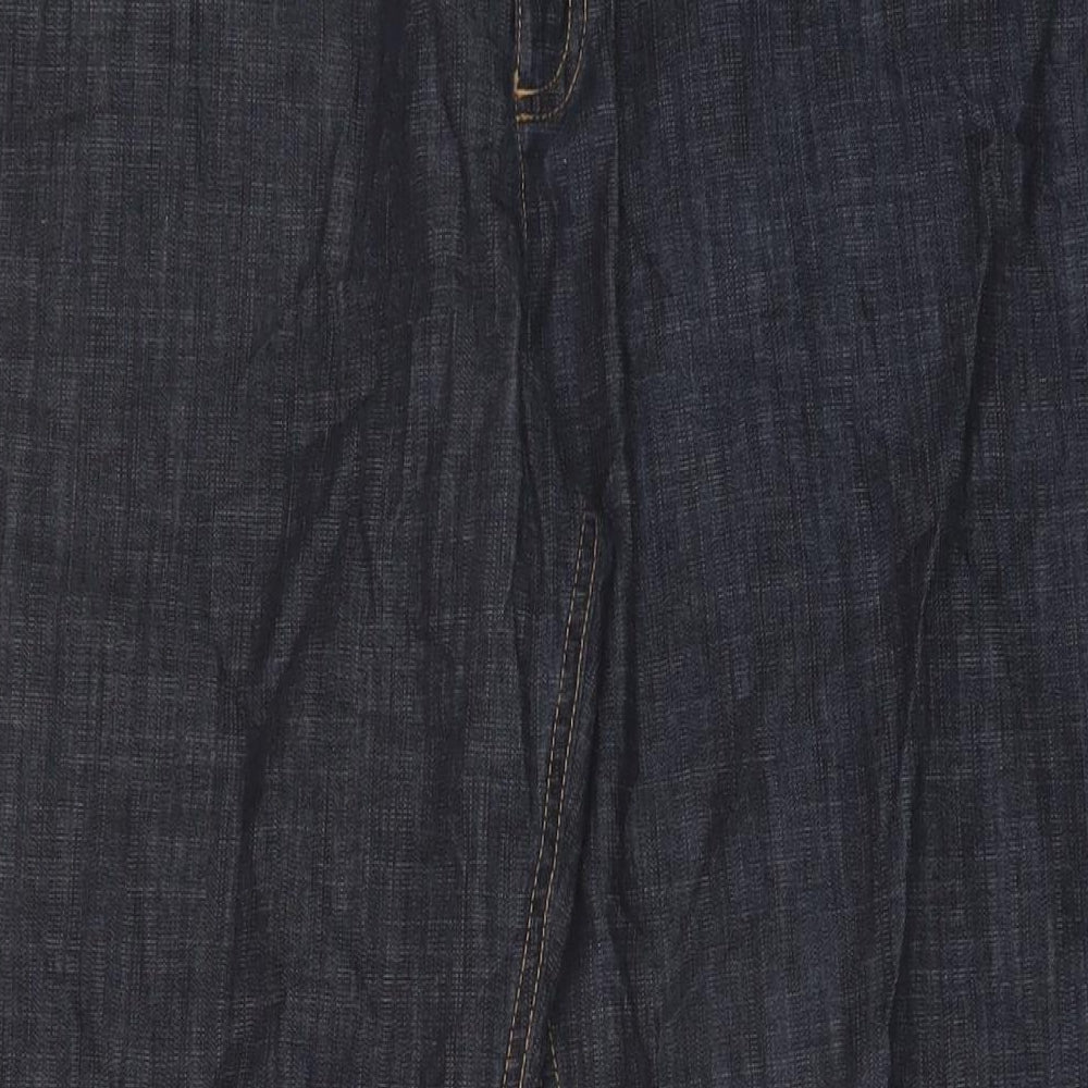 Marks and Spencer Womens Blue Cotton Bootcut Jeans Size 38 in L31 in Regular Button