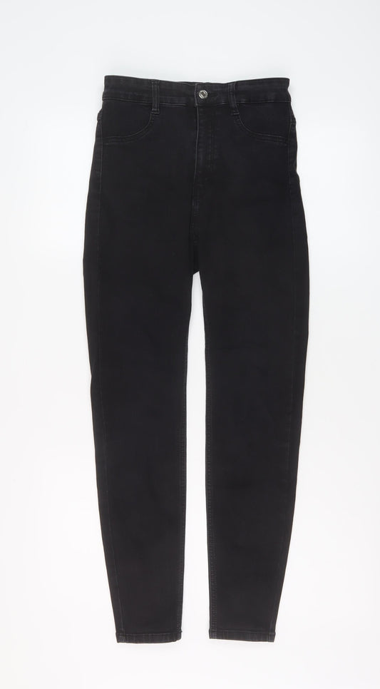 Pull&Bear Womens Black Cotton Skinny Jeans Size 10 L27 in Regular Button