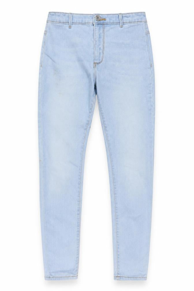 River Island Girls Blue Cotton Skinny Jeans Size 12 Years Regular Button