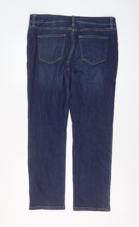John's Bay Womens Blue Cotton Straight Jeans Size 10 L27 in Regular Button
