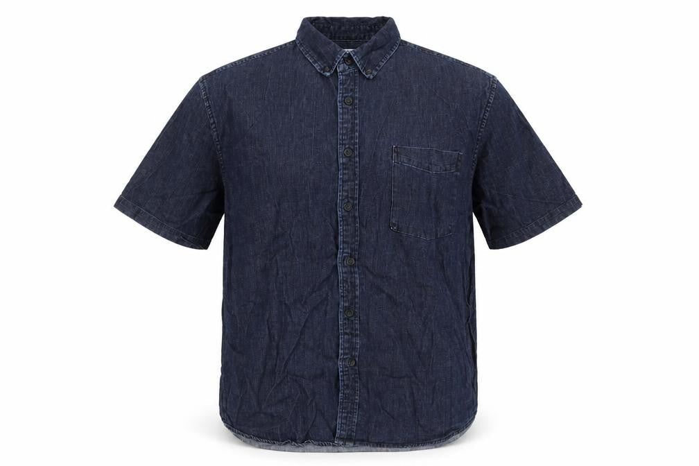 Hellada Mens Blue Cotton Button-Up Size XL Collared Button