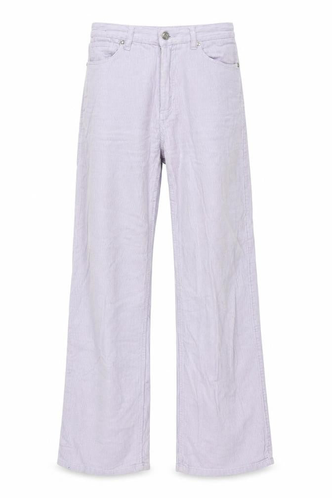 Monki Womens Purple Cotton Trousers Size 6 L30 in Regular Zip