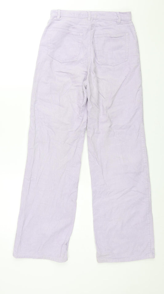 Monki Womens Purple Cotton Trousers Size 6 L30 in Regular Zip