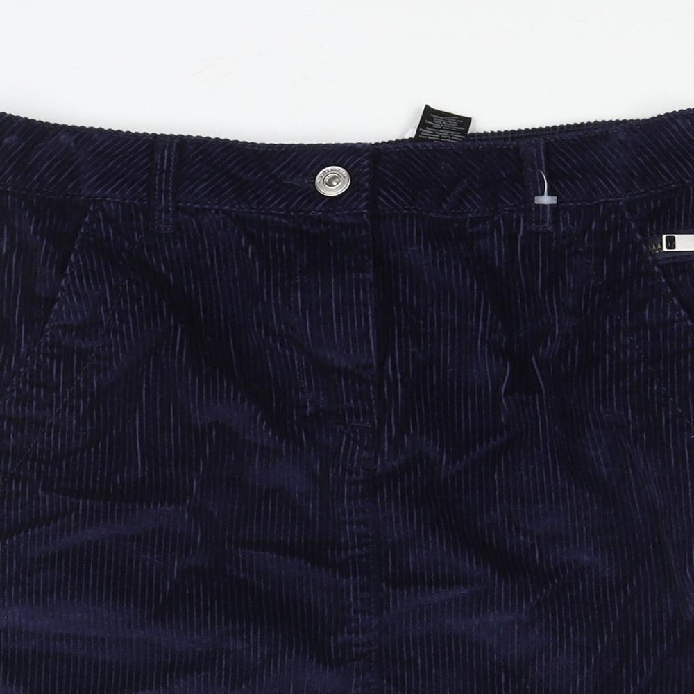 NEXT Womens Blue Cotton Straight & Pencil Skirt Size 8 Zip