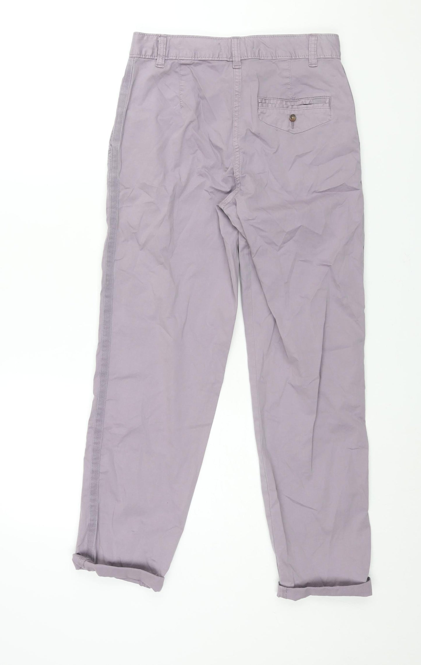 Marks and Spencer Womens Purple Cotton Chino Trousers Size 8 L28 in Regular Zip - Taped Sides