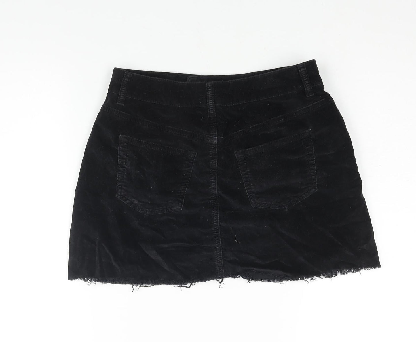 Topshop Womens Black Cotton Mini Skirt Size 8 Zip
