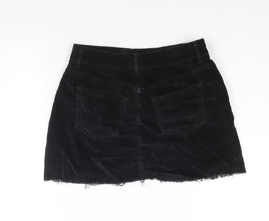 Topshop Womens Black Cotton Mini Skirt Size 8 Zip