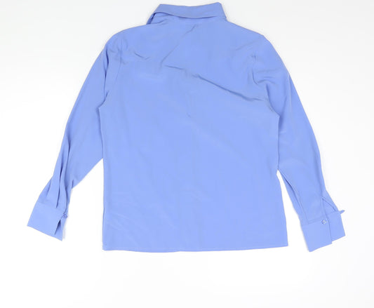 St Michael Womens Blue Polyester Basic Button-Up Size 10 Collared