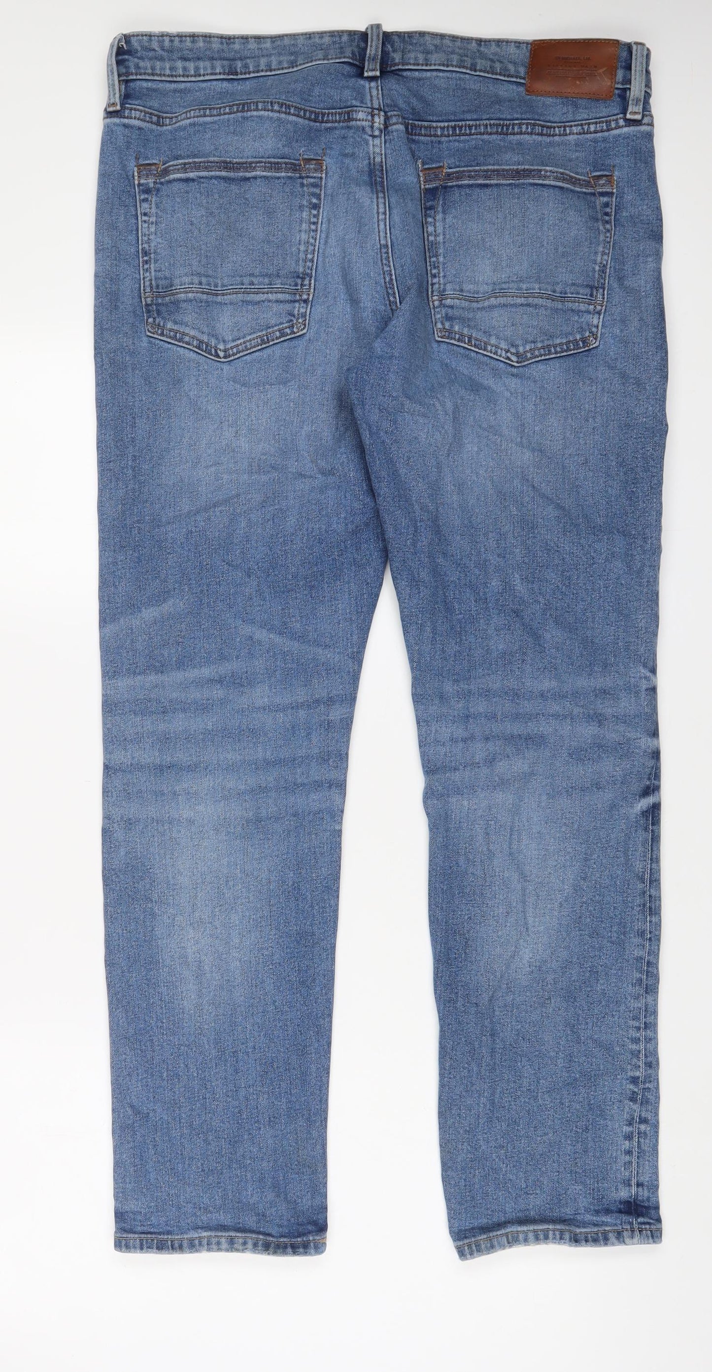 St Michael Mens Blue Cotton Straight Jeans Size 36 in L22 in Regular Zip - Vintage