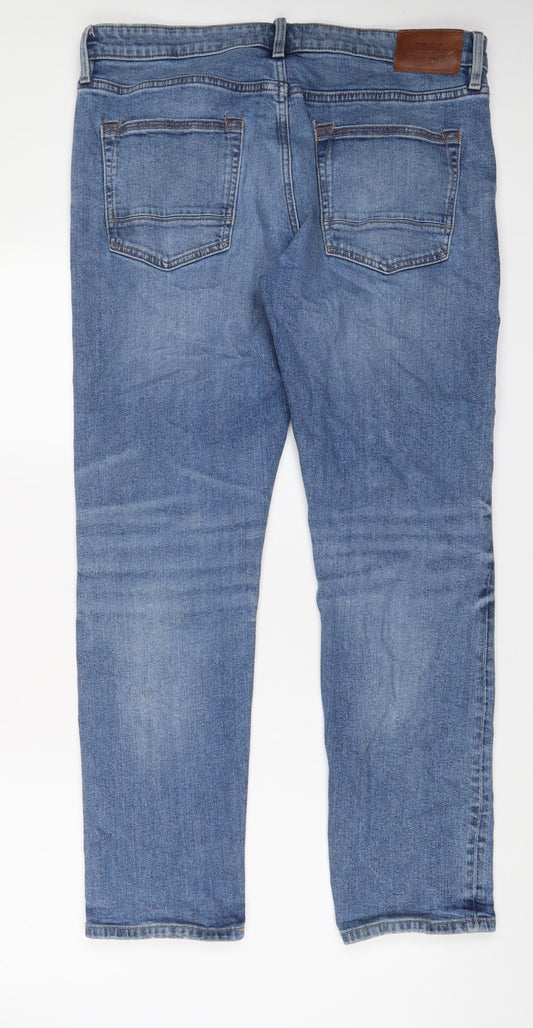 St Michael Mens Blue Cotton Straight Jeans Size 36 in L22 in Regular Zip - Vintage