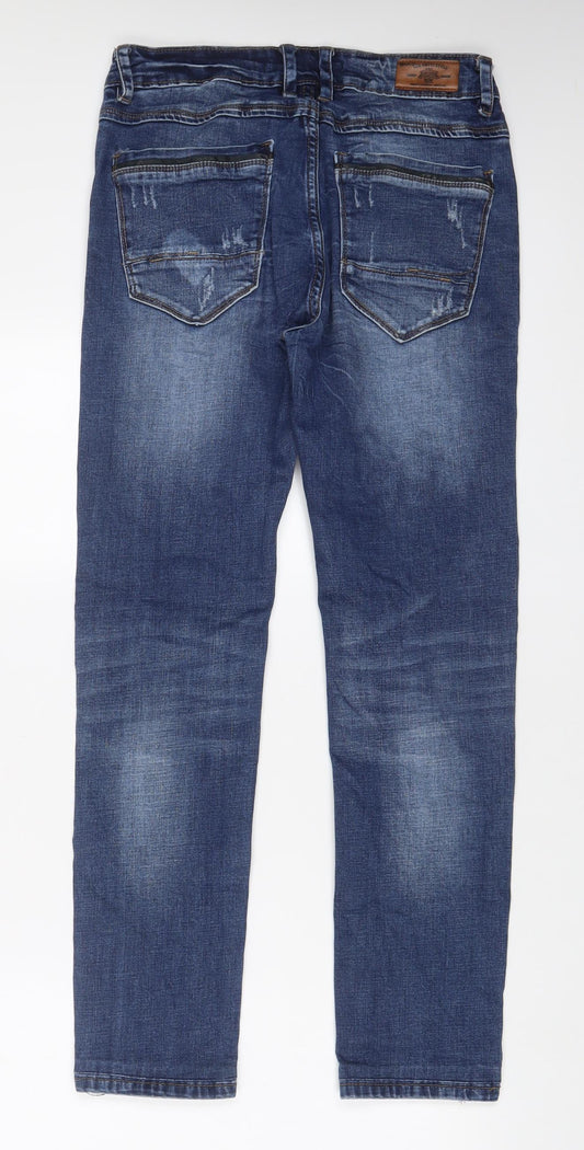 Leo Gutti Jeans Mens Blue Cotton Skinny Jeans Size 32 in L33 in Regular Button - Long Leg