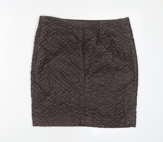 Javier Simorra Womens Brown Polyester A-Line Skirt Size 32 in Zip
