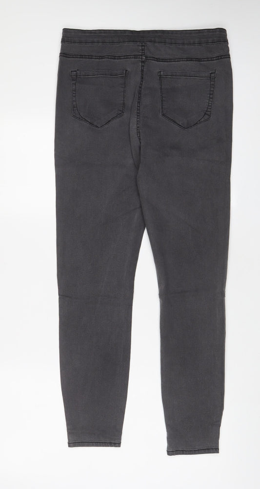 Denim & Co. Womens Grey Cotton Skinny Jeans Size 14 L28 in Regular Zip