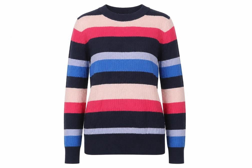 Marks and Spencer Womens Multicoloured Round Neck Striped Viscose Pullover Jumper Size 10
