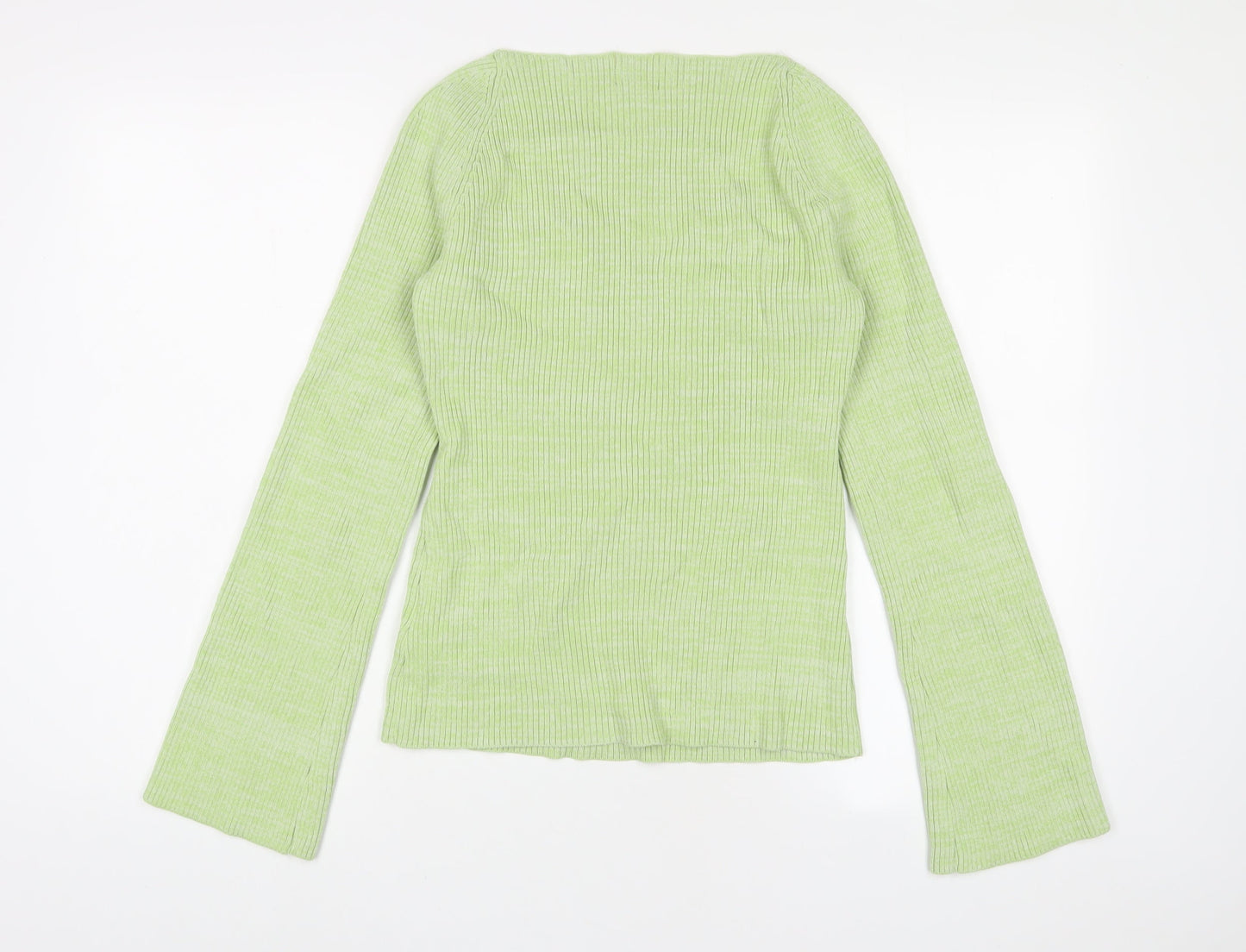 H&M Womens Green V-Neck Viscose Pullover Jumper Size M