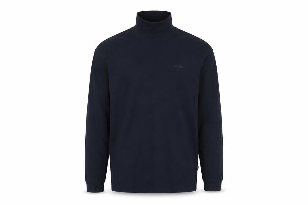 Cross Mens Blue Cotton T-Shirt Size M High Neck - Logo, Embroidered