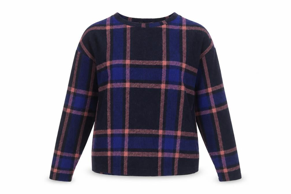 Marks and Spencer Womens Blue Plaid Cotton Pullover Sweatshirt Size 10 Pullover