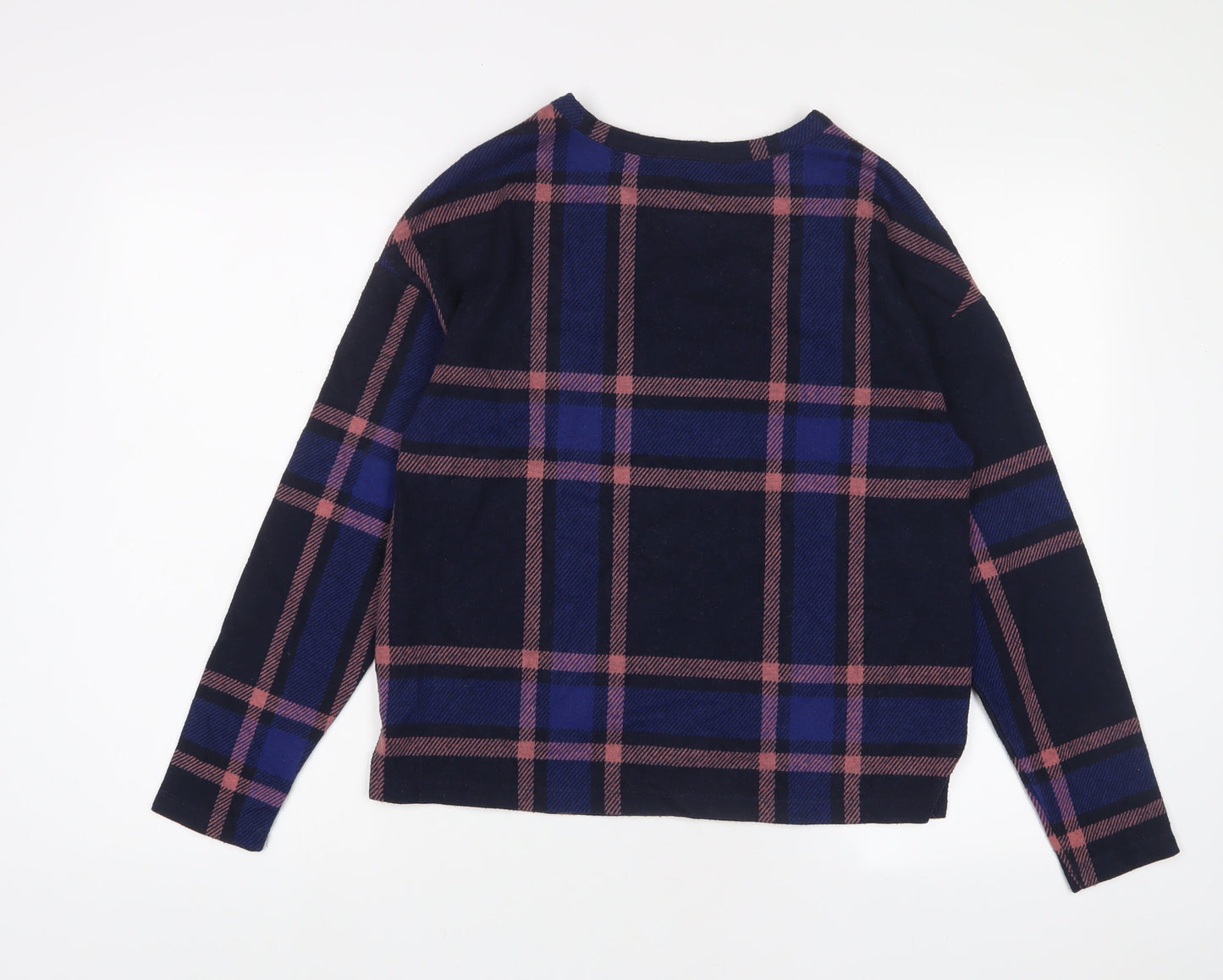 Marks and Spencer Womens Blue Plaid Cotton Pullover Sweatshirt Size 10 Pullover