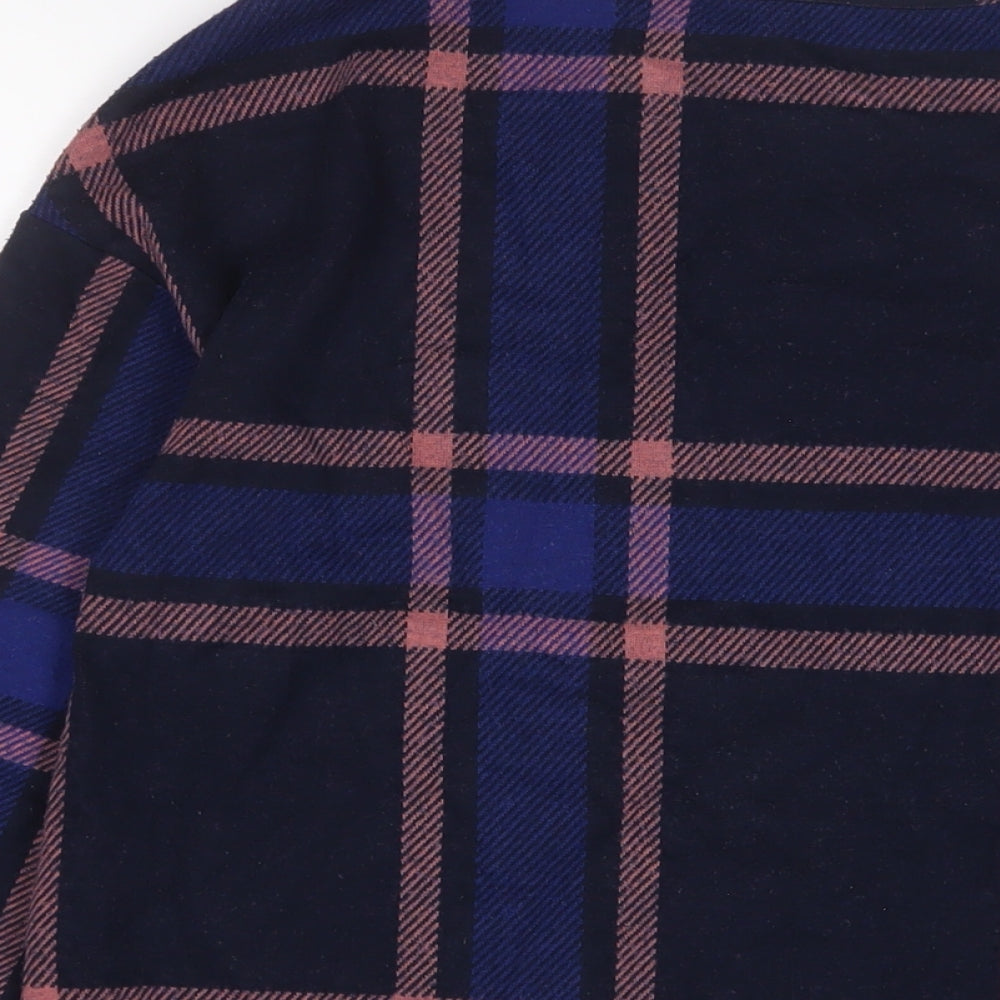 Marks and Spencer Womens Blue Plaid Cotton Pullover Sweatshirt Size 10 Pullover