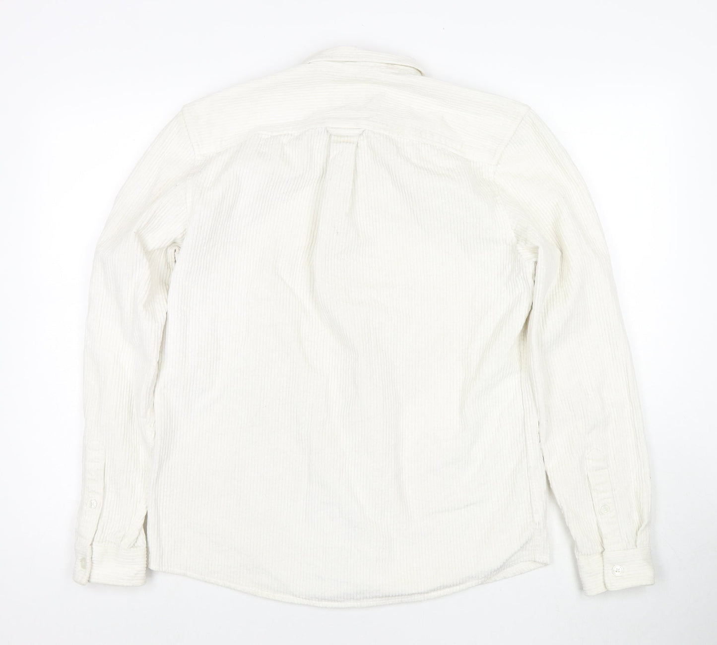 River Island Mens White Cotton Button-Up Size M Collared Button