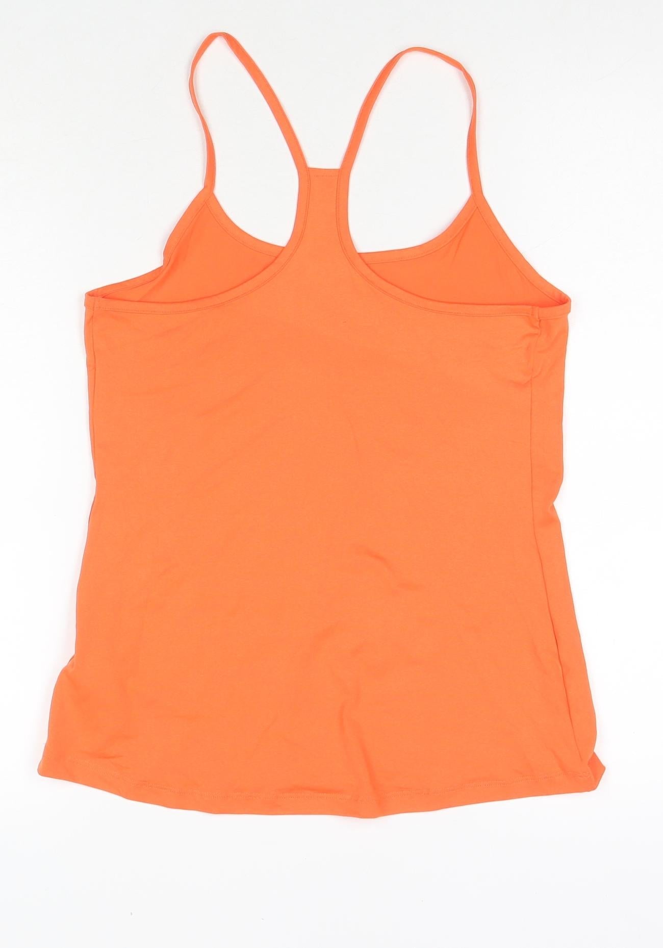 GOODMOVE Womens Orange Polyester Camisole Tank Size 12 Round Neck Pullover