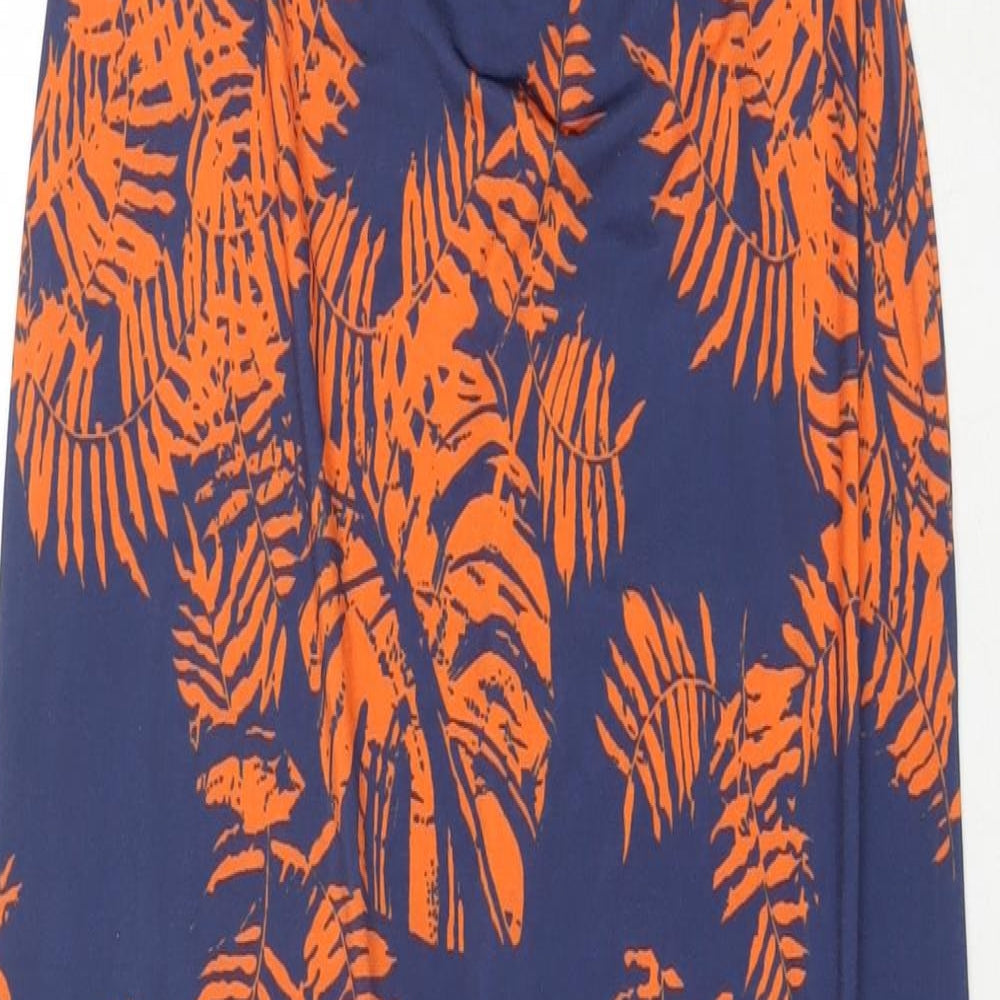 Boohoo Womens Blue Floral Polyester Maxi Size 8 Off the Shoulder Pullover - Strapless