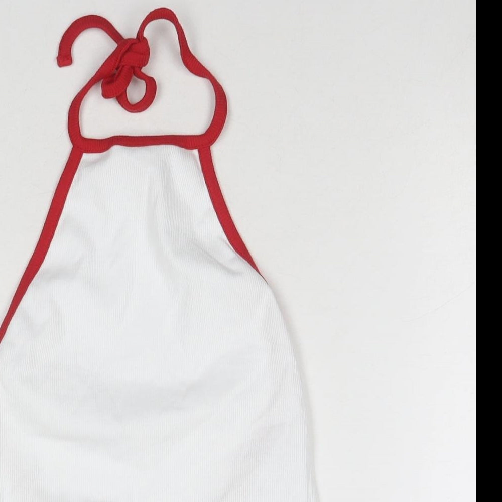 ASOS Womens White Cotton Cropped Tank Size 6 Halter