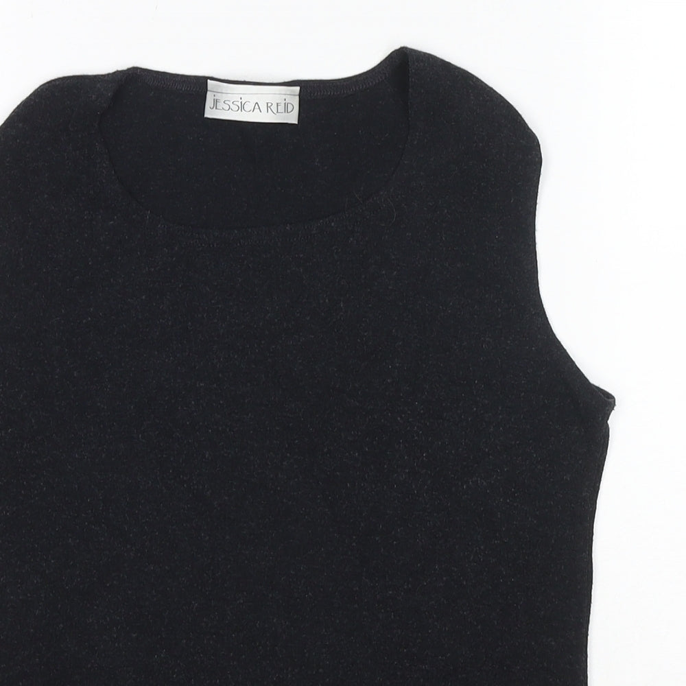 Jessica Reid Womens Grey Viscose Basic Tank Size S Round Neck - Size S/M