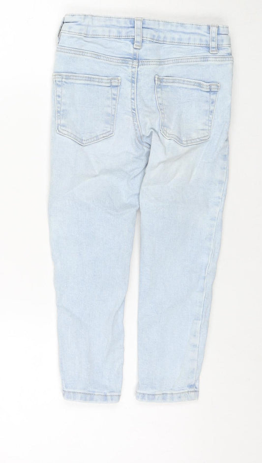 Denim & Co. Girls Blue Cotton Skinny Jeans Size 3-4 Years Regular Zip