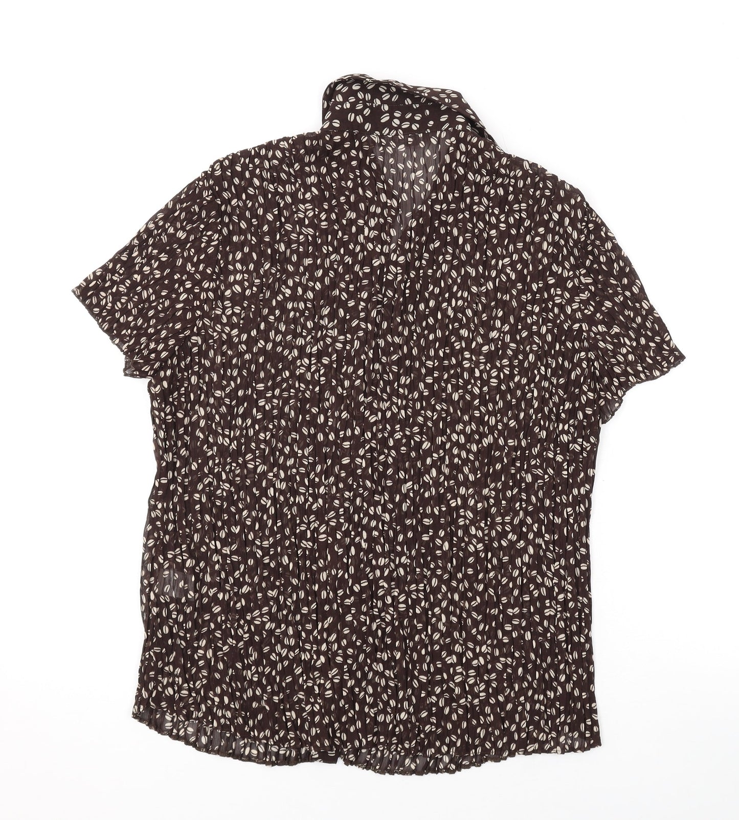 Epilogue Womens Brown Geometric Polyester Basic Blouse Size 16 Collared