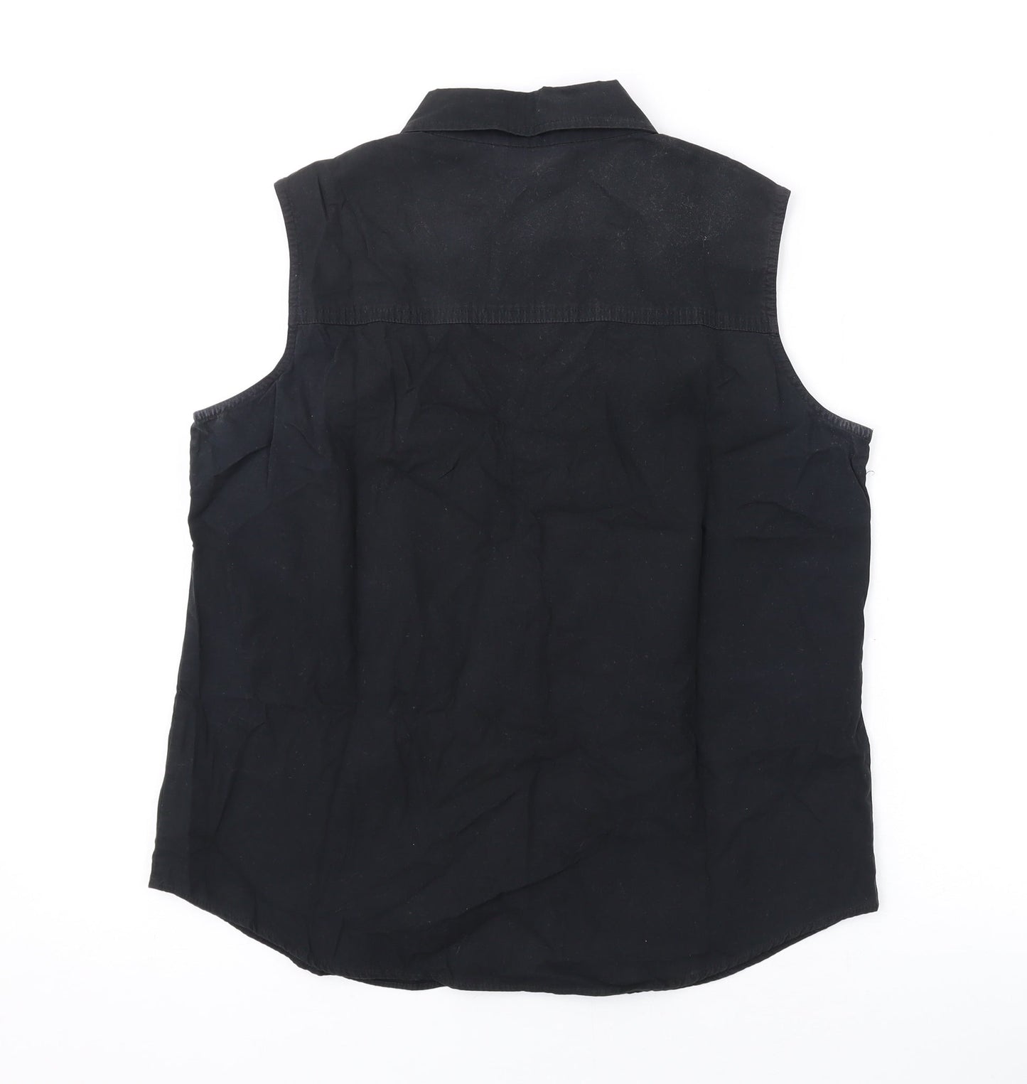 Marks and Spencer Womens Black Cotton Basic Button-Up Size 12 Collared