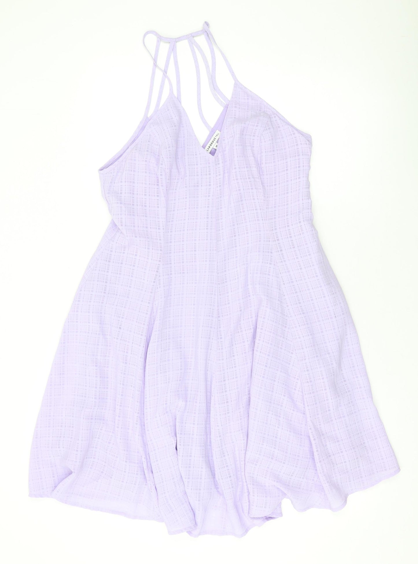 Glamorous Womens Purple Polyester Skater Dress Size 14 Halter Zip