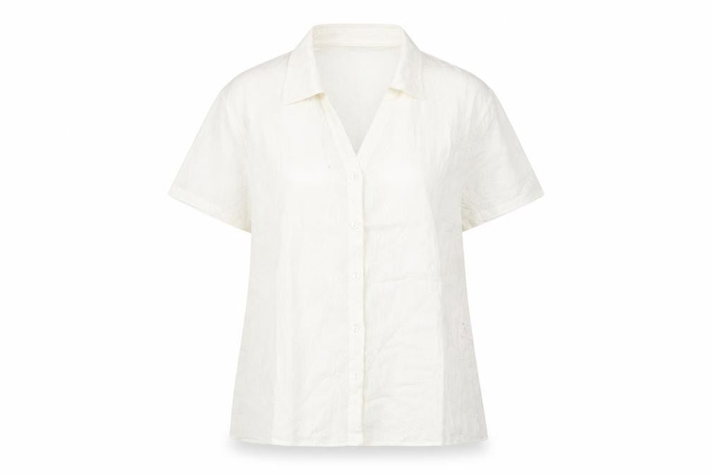 Womens UK Size 2 EWM Ivory Cotton Button-Up