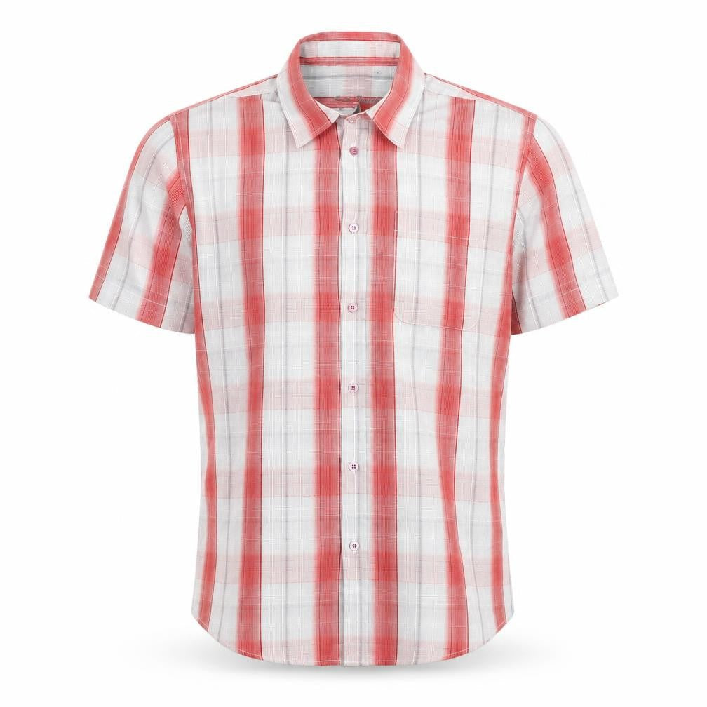 BHS Mens Red Plaid Polyester Button-Up Size M Collared Button