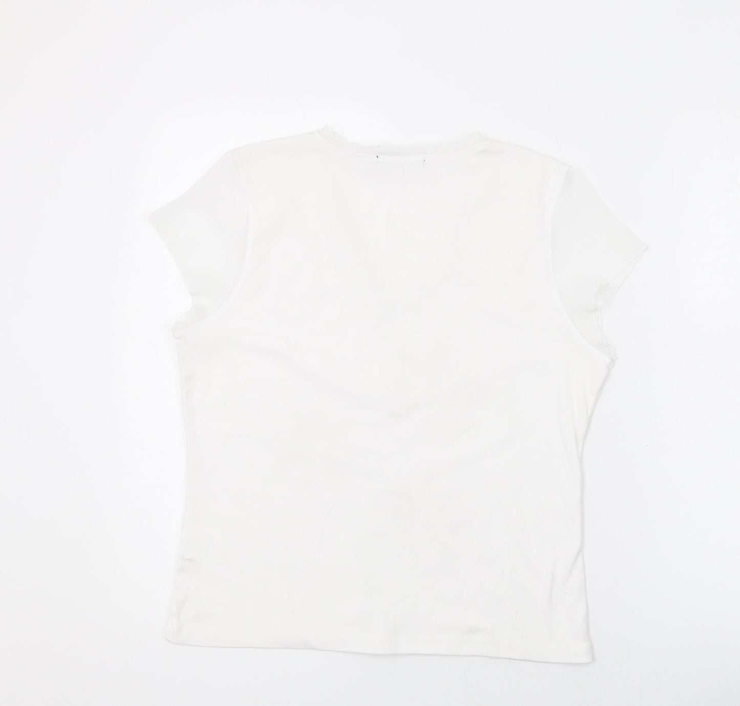 Provencale Womens White Cotton Basic T-Shirt Size 18 V-Neck