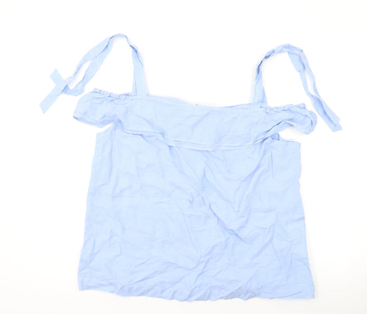 Mint Velvet Womens Blue Lyocell Basic Blouse Size 14 Square Neck