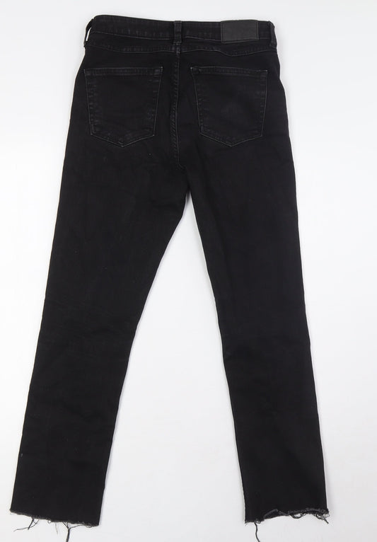 &Denim Womens Black Cotton Straight Jeans Size 29 in L28 in Regular Zip - Raw Hem