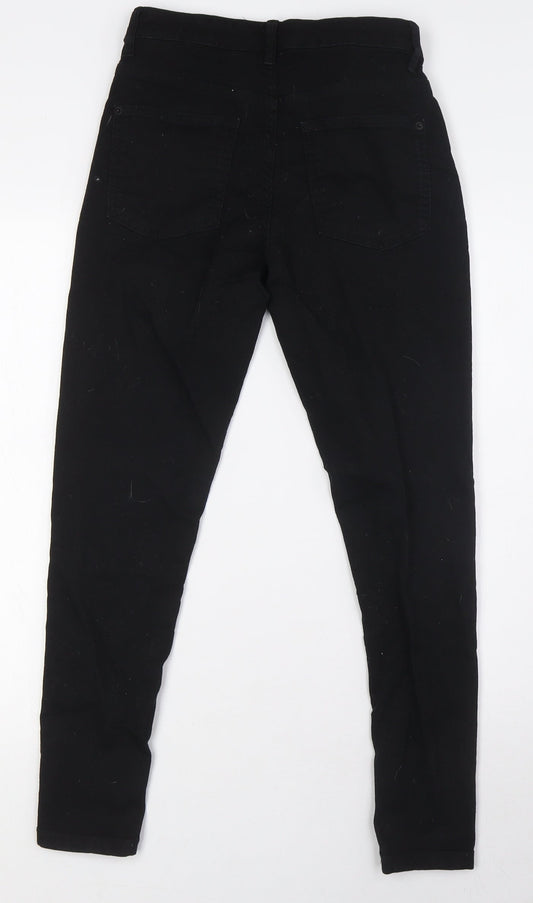 Marks and Spencer Womens Black Cotton Skinny Jeans Size 10 L26 in Regular Zip